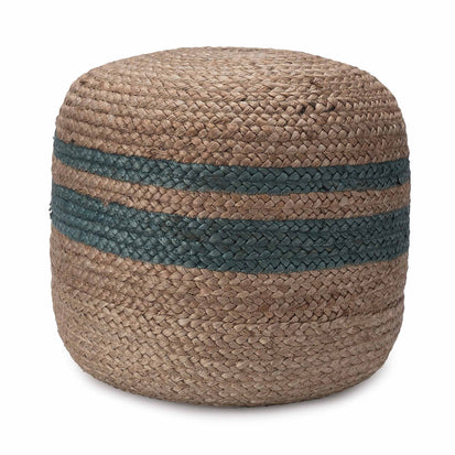 Pouf Silani, Natur & Graugrün, 90% Jute & 10% Baumwolle